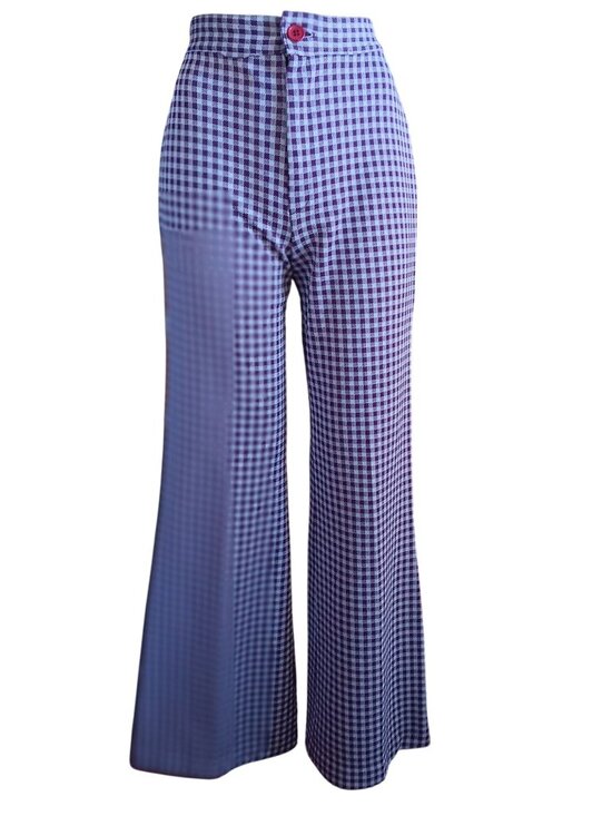 Vintage Women's 3/4 22x30 Bellbottom Pants Stretch 1970s High-Waisted Purple - Picture 1 of 5